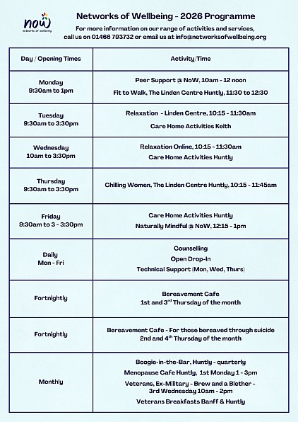 NoW timetable from May 2026