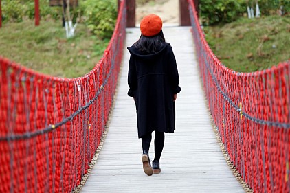 https://pixabay.com/photos/hanging-bridge-bridge-woman-walk-6388343/